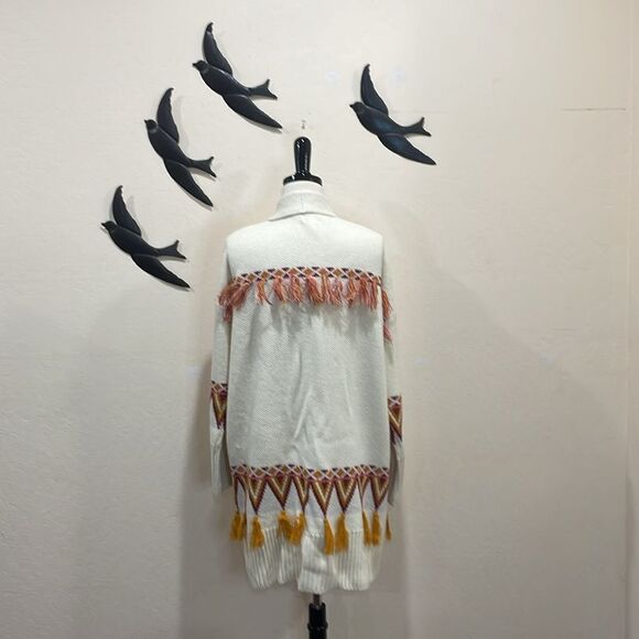 Matilda Jane Ginger Snap Fringe Moments With You Open Shawl Cardigan Sweater - M - Picture 10 of 15